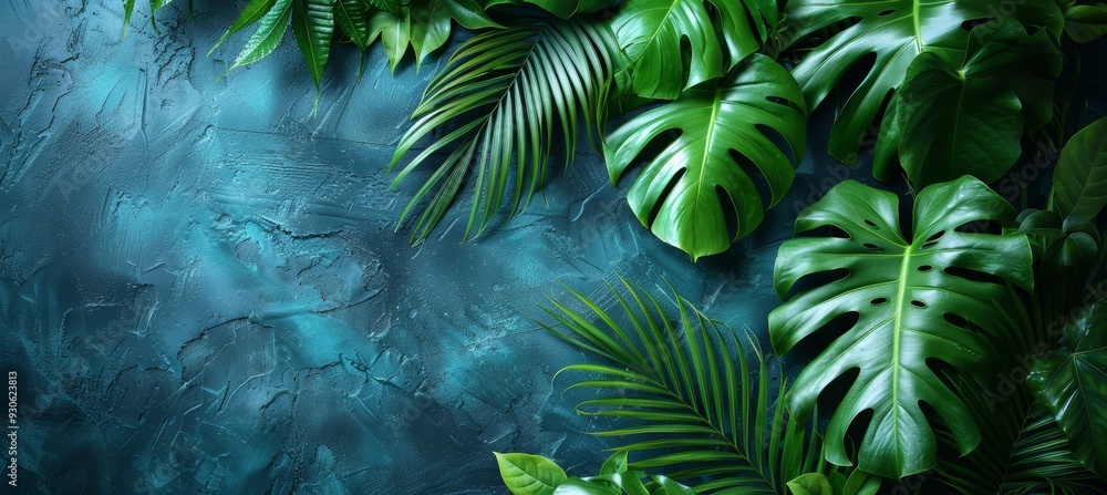 Palm leaves with a dark backdrop, great for tropical and exotic-themed designs Palm leaves with a dark backdrop, great for tropical and exotic-themed designs