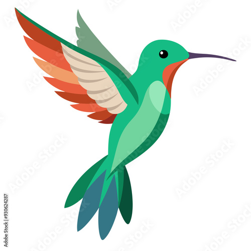 Hummingbird Vector Illustration on White Background | SVG, Cricut, Clipart, and T-shirt Graphics