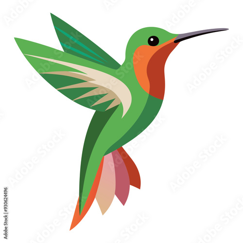 Hummingbird Vector Illustration on White Background | SVG, Cricut, Clipart, and T-shirt Graphics