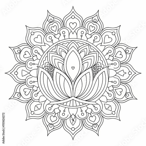 mandala floral pattern isolated on white background, abstract floral ornament