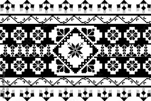Pixel geometric ethnic embroidery traditional style pattern, damask, textile, fabric 