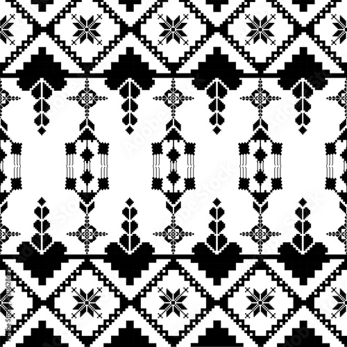 Pixel geometric ethnic embroidery traditional style pattern, damask, textile, fabric 