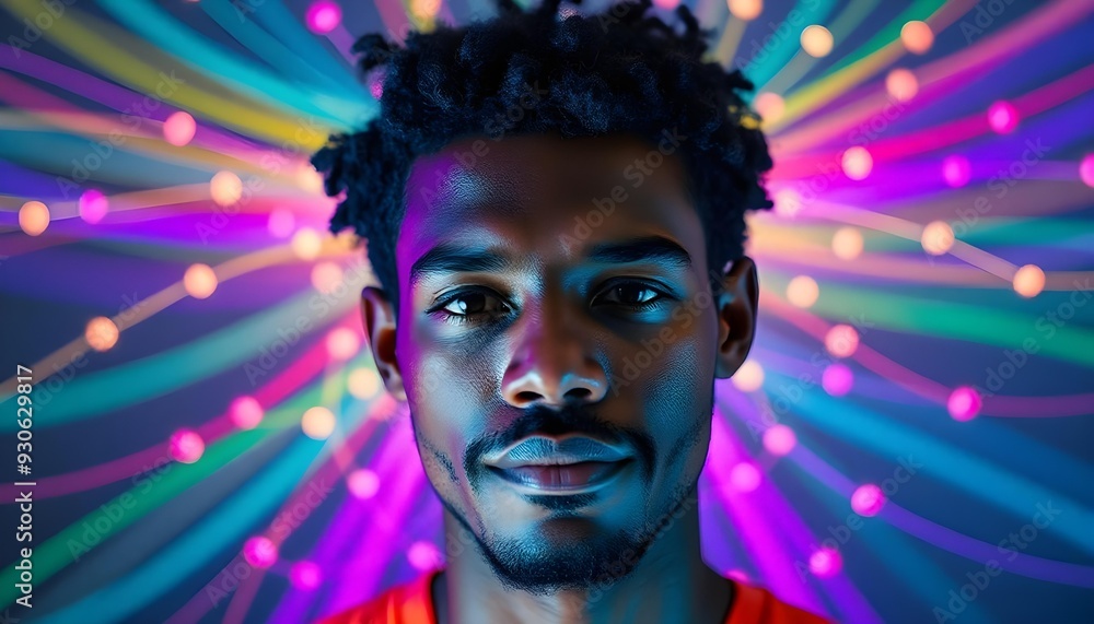 An austistic man, a visualization of being on the spectrum An austistic man, a visualization of being on the spectrum