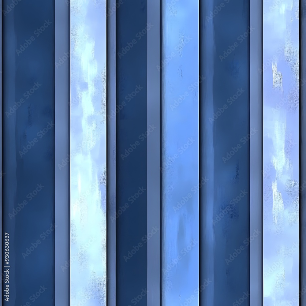 Fototapeta premium A blue and white striped background with a blue and white stripe in the middle. The stripes are of different widths and the background is of a light blue color