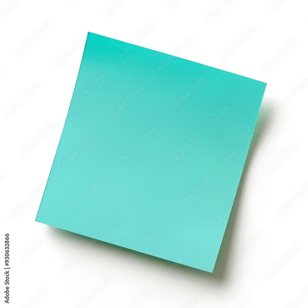 Cyan Post-it Note Isolated on a Crisp White Surface for Clarity