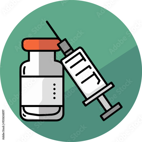 A cartoon-style illustration of an open syringe. Simple, flat illustration syringe, Nurse concept with white background.