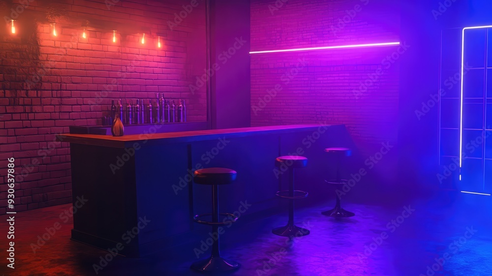 Scene with mood lighting and neon lights Scene with mood lighting and neon lights