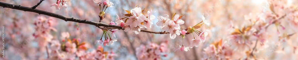 cherry blossoms in bloom with brilliant pink cherry blossoms in bloom with brilliant pink