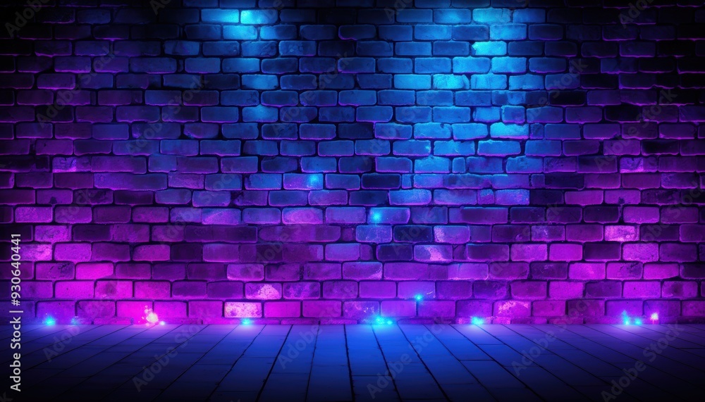 A Colorful and Abstract Brick Wall Enhanced by Vibrant Neon Lighting Effects for Visual Impact A Colorful and Abstract Brick Wall Enhanced by Vibrant Neon Lighting Effects for Visual Impact