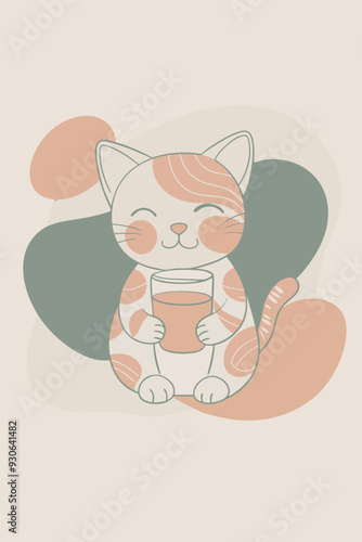 cute cat with eating milk