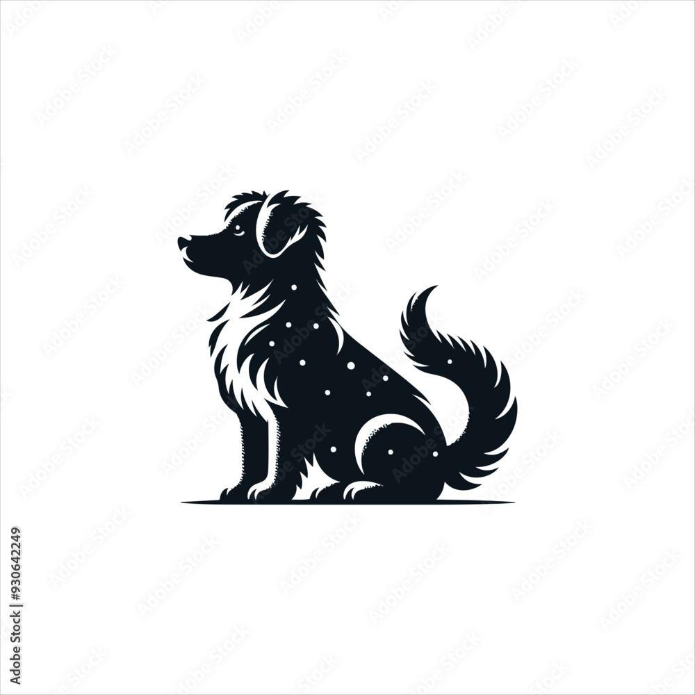 Vector black silhouette of a dog isolated on a white background. Vector black silhouette of a dog isolated on a white background.