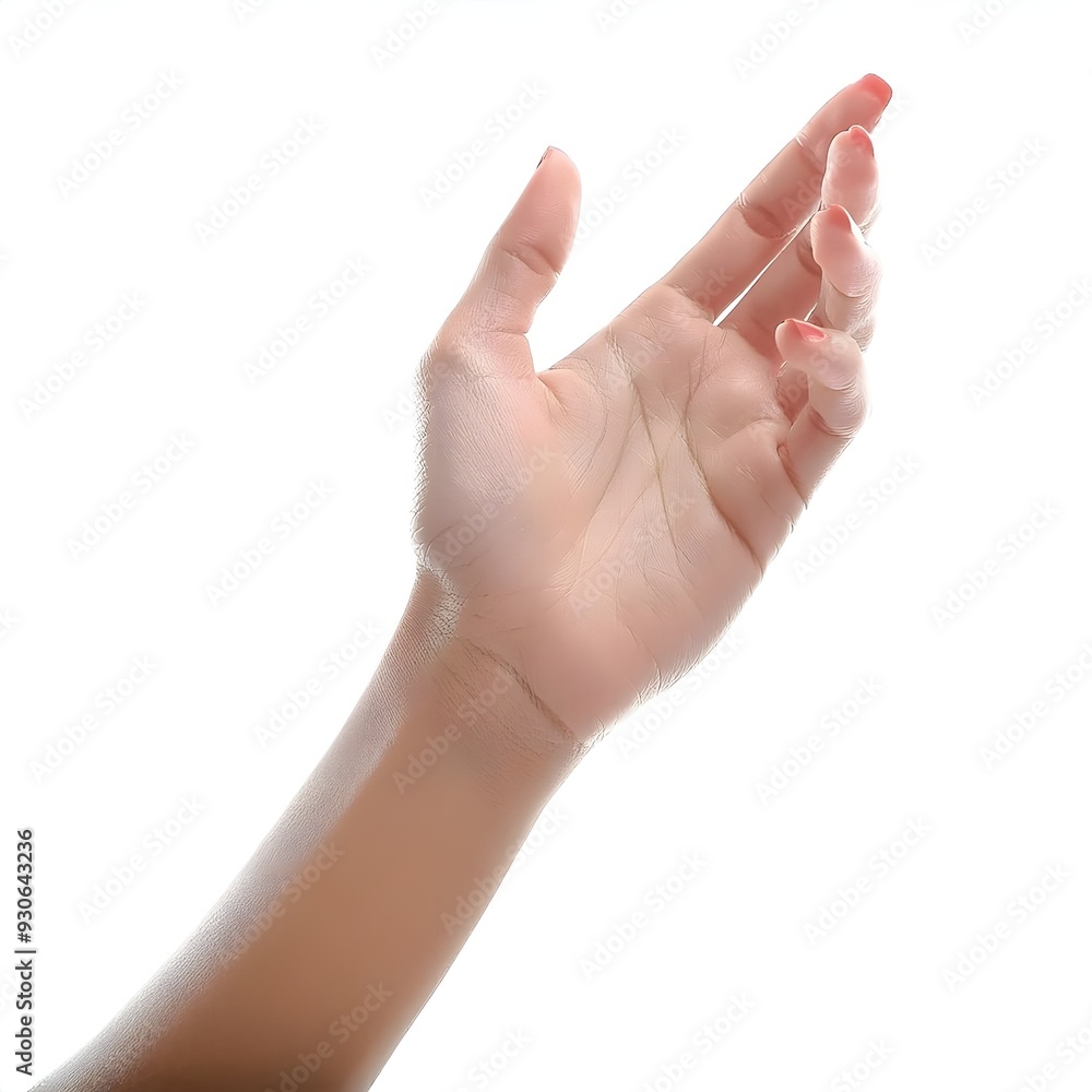 Empty hand Woman's holding something on white background.