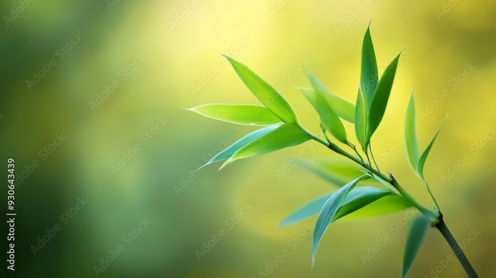 Obraz premium Close-up of fresh green bamboo leaves