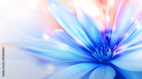 Blue, pink lotus flower close-up, macro. Abstract background with space for text. Feminine design for beauty and health, wedding and other holidays. Design of leaflets, websites, invitations, cards.