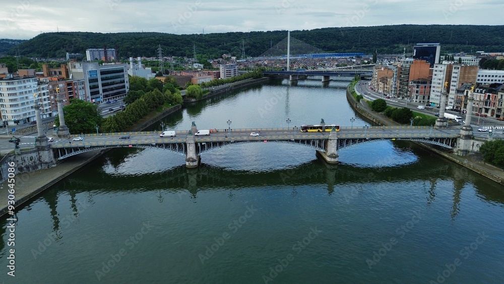 Naklejka premium drone photo Fragnée bridge Liège Belgium europe