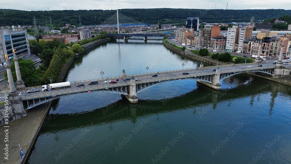 Naklejka premium drone photo Fragnée bridge Liège Belgium europe
