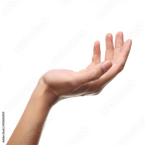 Empty hand Woman's holding something on white background.