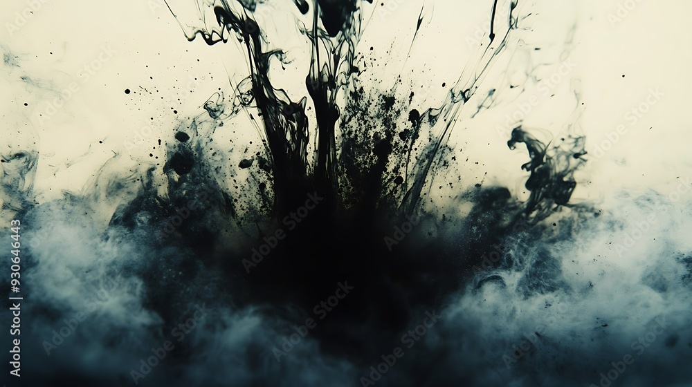 Abstract Ink Splash Art - Dynamic Black Ink Explosion on White Canvas,painted Grunge badge brush Abstract Ink Splash Art - Dynamic Black Ink Explosion on White Canvas,painted Grunge badge brush