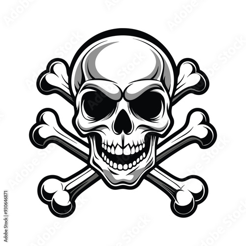 A black and white drawing of a skull with a black nose and a white skull. generative Ai 