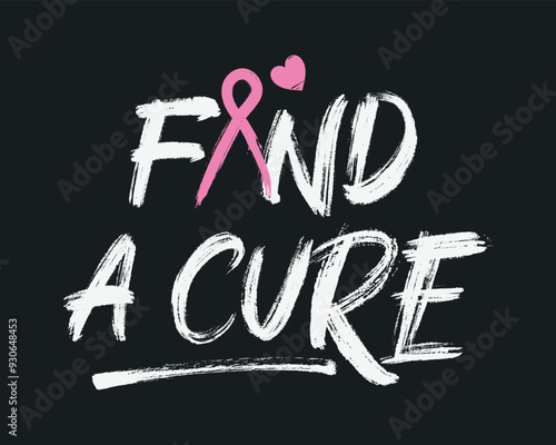 ''Find A Cure'' Vector breast cancer t shirt design, breast cancer awareness shirt design.