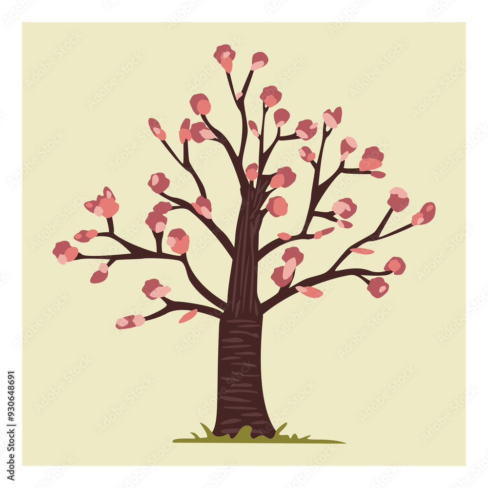 Beautiful tree vector illustration with pink leaves Beautiful tree vector illustration with pink leaves