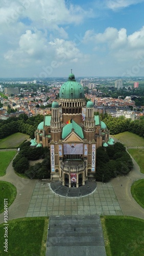 drone photo Basilica of the Sacred Heart of Koekelberg Brussels belgium europe photo