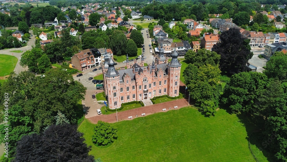 drone photo Viron castle belgium europe drone photo Viron castle belgium europe