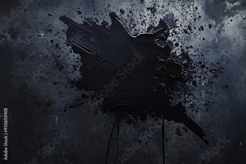 Abstract Ink Splash Art - Dynamic Black Ink Explosion on White Canvas,painted Grunge badge brush