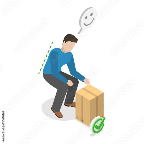 3D Isometric Flat Vector Illustration of Posture While Weight Lifting, Correct and Incorrect Human Poses. Item 4