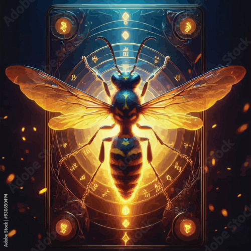 Golden Rune: The Hellfire Wasp Tarot Card