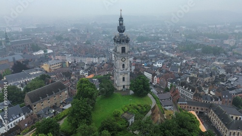 drone photo Mons belfry belgium europe