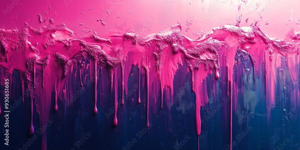 Vibrant Cyan and Magenta Glitch Art with Dripping Splatters, generative ai