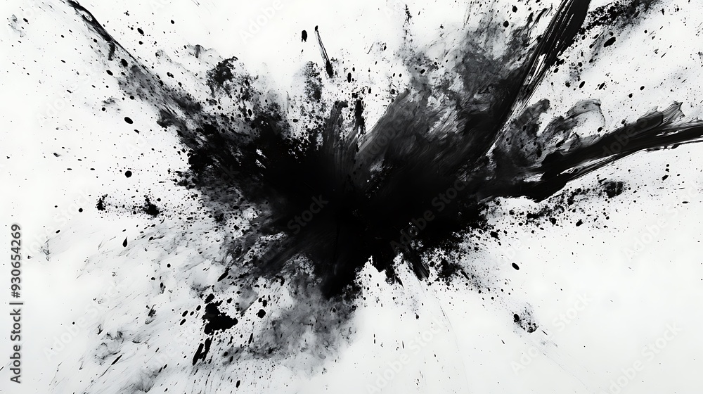 Abstract Ink Splash Art - Dynamic Black Ink Explosion on White Canvas,painted Grunge badge brush Abstract Ink Splash Art - Dynamic Black Ink Explosion on White Canvas,painted Grunge badge brush
