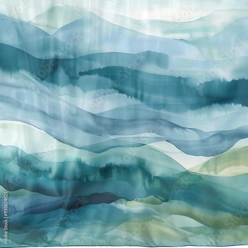 Wallpaper Mural Elegant Silk Fabric Backdrop Featuring Watercolor Landscape Design. Torontodigital.ca