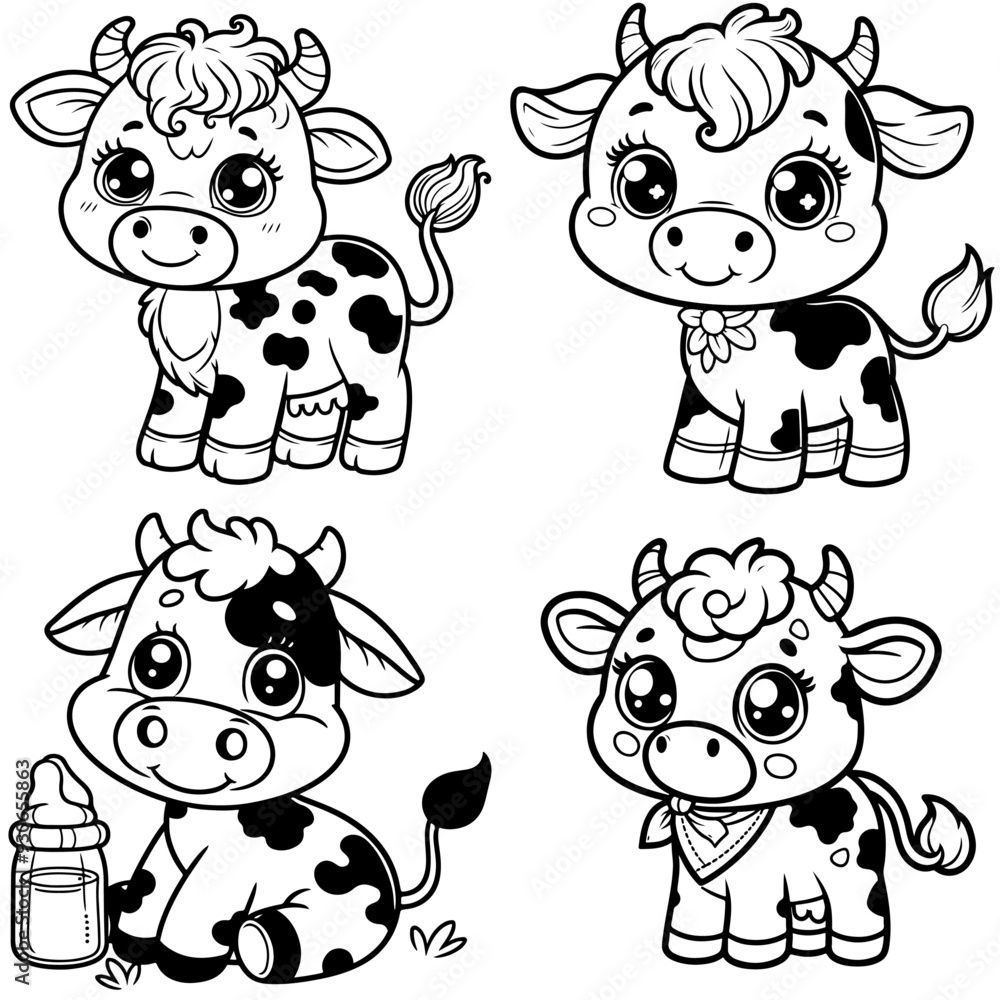 Obraz premium coloring page for toddle of cut Cow