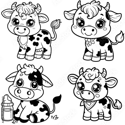 coloring page for toddle of cut Cow