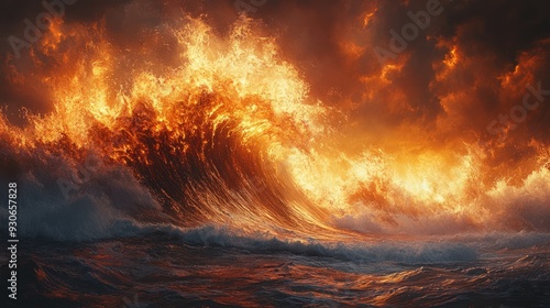 Fiery Ocean Wave