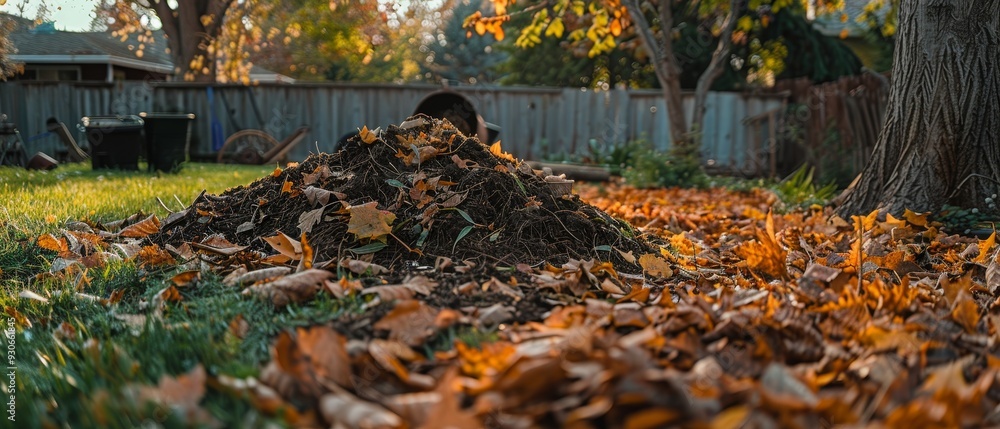 Obraz premium Family Contributing Kitchen Scraps to Backyard Composting Setup.