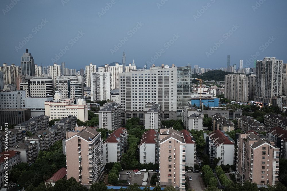 Fototapeta premium view of Nanjing from skyscraper
