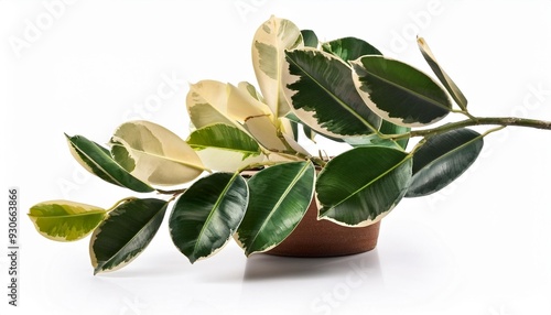 variegated ficus variegata isolated on white background photo