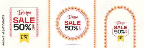 Durga Puja Sale Tag, Durga Puja Discount Tag, Durga Puja Frame Durga, Durga Puja Background,Durga Puja Festival offer, Discount, Sales Tags