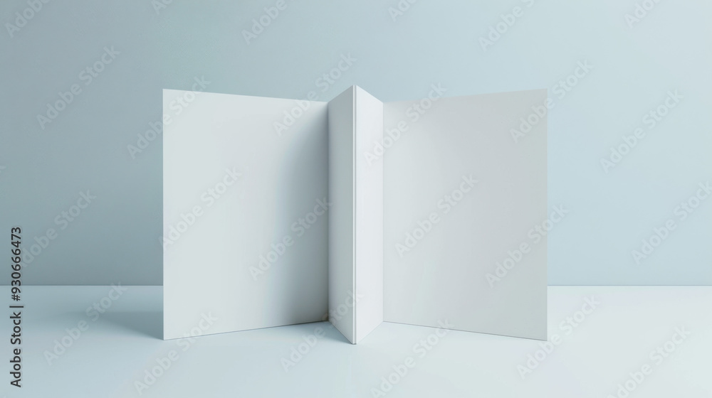 A square brochure with a single open gate fold, offering three panels and six pages. A square brochure with a single open gate fold, offering three panels and six pages.