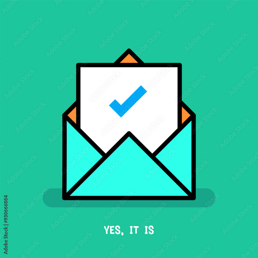 An open envelope with true sign. Isolated Vector illustration An open envelope with true sign. Isolated Vector illustration