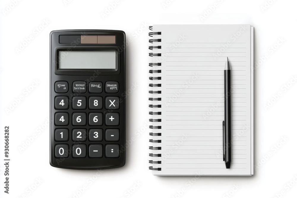 A calculator, notebook, and pen symbolize planning, organization, and calculation, essential for financial success. A calculator, notebook, and pen symbolize planning, organization, and calculation, essential for financial success.