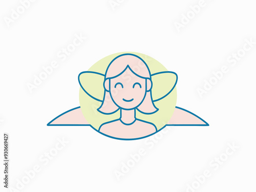 The concept of mental health. A young woman smiles and hugs her brain, symbolizing concern for mental health. Flat vector illustration