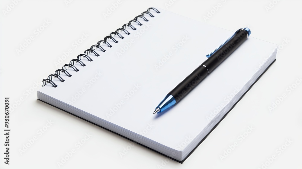 A fresh, white spiral notebook with a black pen lies open, symbolizing new beginnings, creativity, ideas, planning, and potential. A fresh, white spiral notebook with a black pen lies open, symbolizing new beginnings, creativity, ideas, planning, and potential.