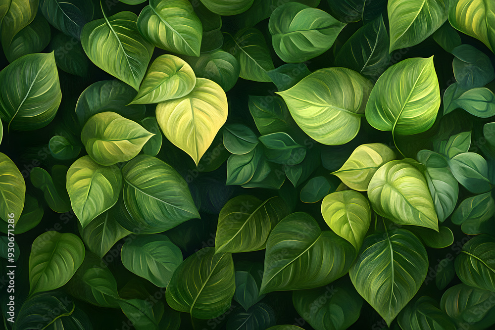 Lush Green Leaves Texture Background in AI-Generated Image Lush Green Leaves Texture Background in AI-Generated Image