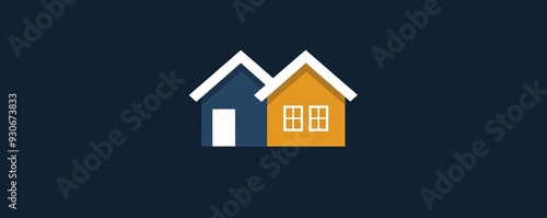 Wallpaper Mural Simple logo for an architecture firm featuring a house illustration with blue and orange color scheme Torontodigital.ca