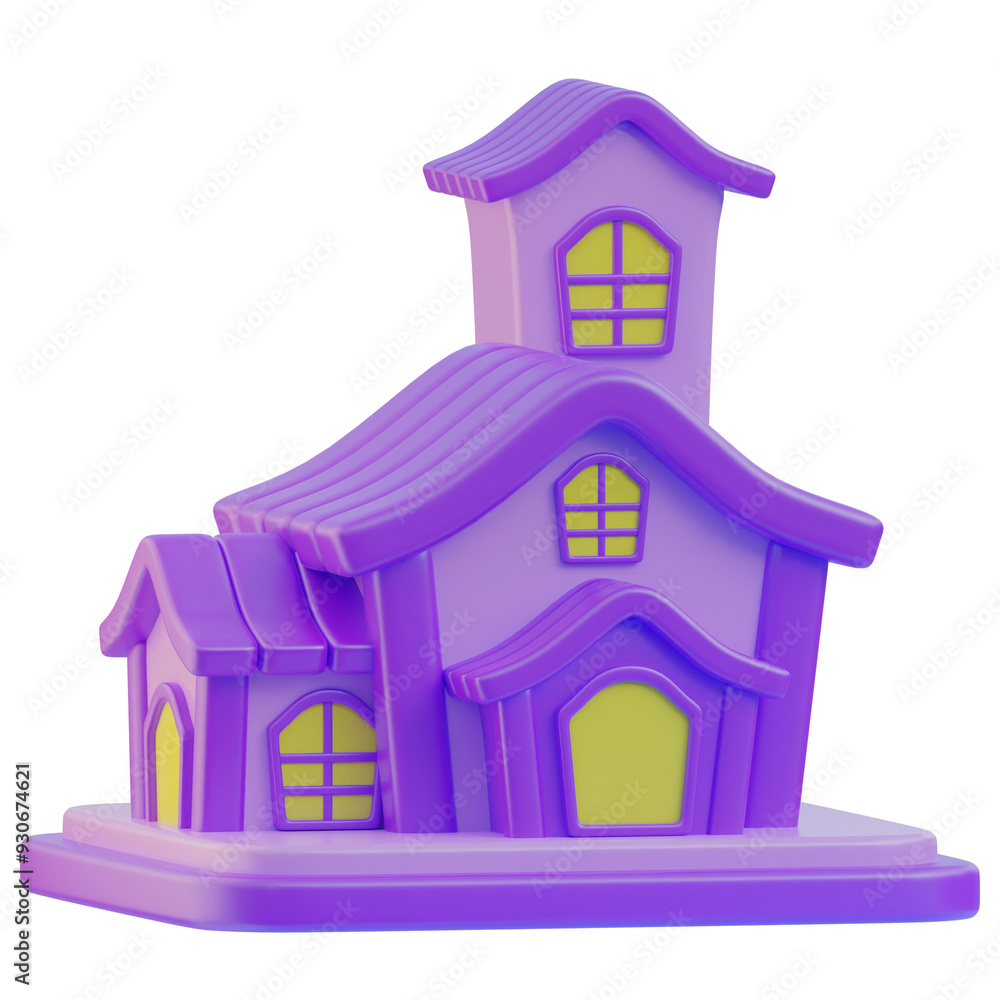 3D Halloween Icon Night Creepy Haunted House 3D Halloween Icon Night Creepy Haunted House