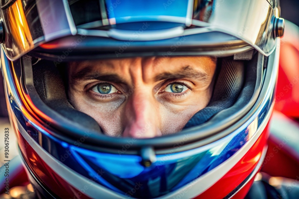 A man wearing a helmet with a red and white design A man wearing a helmet with a red and white design